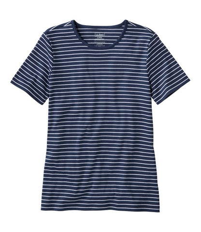 Women's Pima Cotton Tee, Short-Sleeve Crewneck Stripe - L.L.Bean New