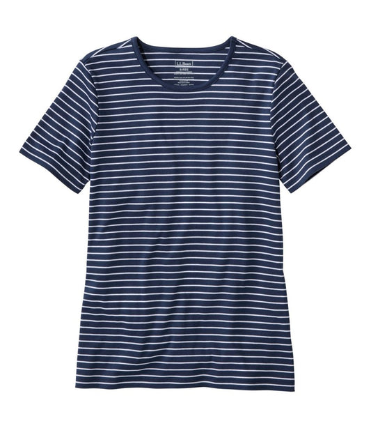 Women's Pima Cotton Tee, Short-Sleeve Crewneck Stripe - L.L.Bean New