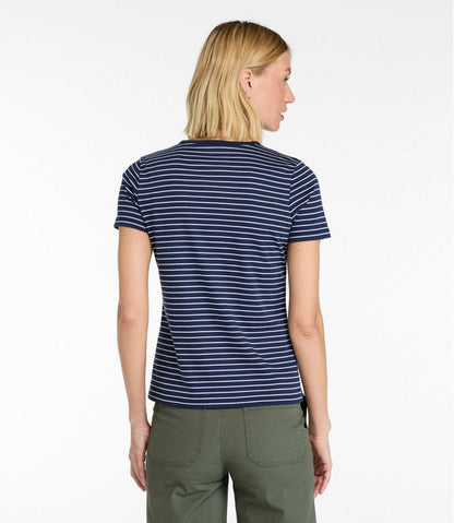 Women's Pima Cotton Tee, Short-Sleeve Crewneck Stripe - L.L.Bean New