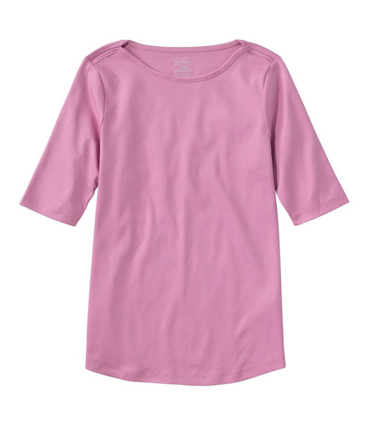 Women's Pima Cotton Tee, Elbow-Sleeve Boatneck - L.L.Bean Quality