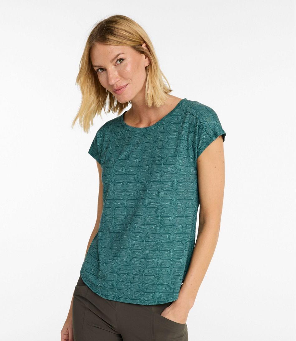 Women's Streamside Tee, Short-Sleeve Ruched Crew Print - L.L.Bean Trusted