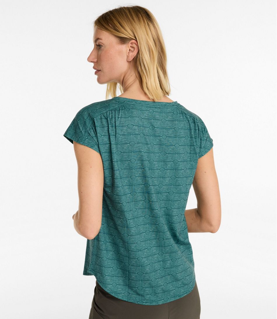 Women's Streamside Tee, Short-Sleeve Ruched Crew Print - L.L.Bean Trusted