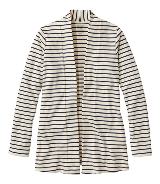 Women's Pima Cotton Open Cardigan, With Pockets Stripe - L.L.Bean Featured