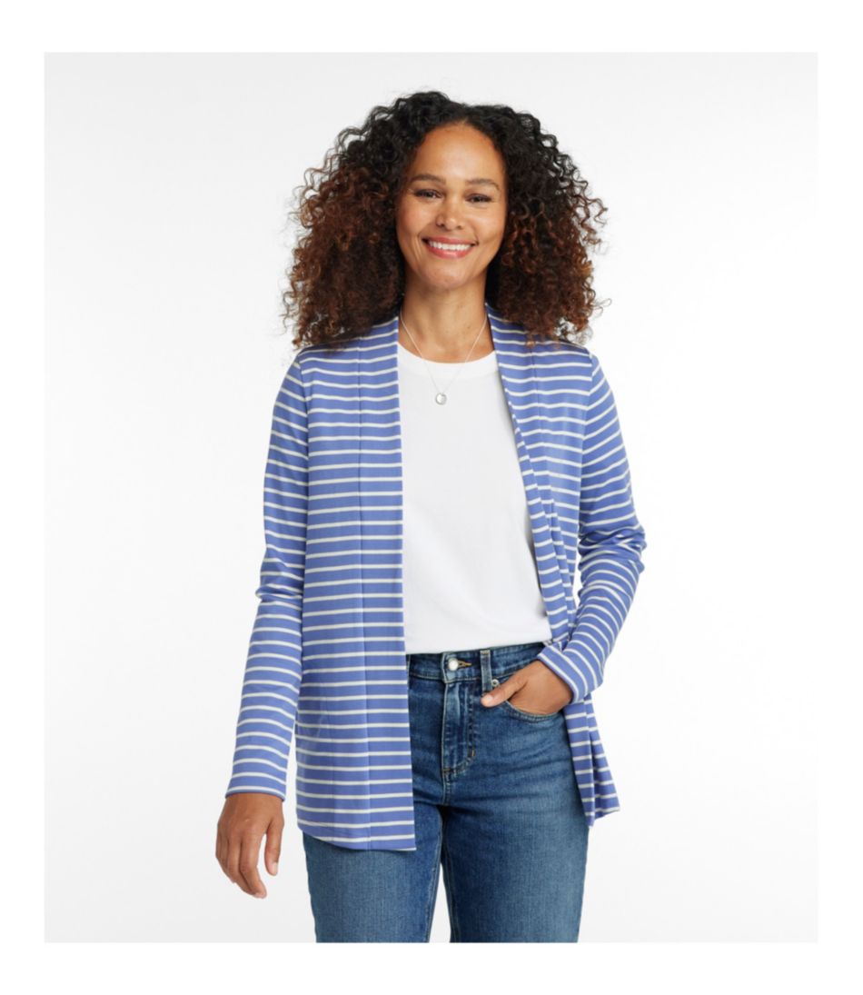 Women's Pima Cotton Open Cardigan, With Pockets Stripe - L.L.Bean Featured
