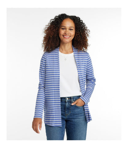 Women's Pima Cotton Open Cardigan, With Pockets Stripe - L.L.Bean Featured
