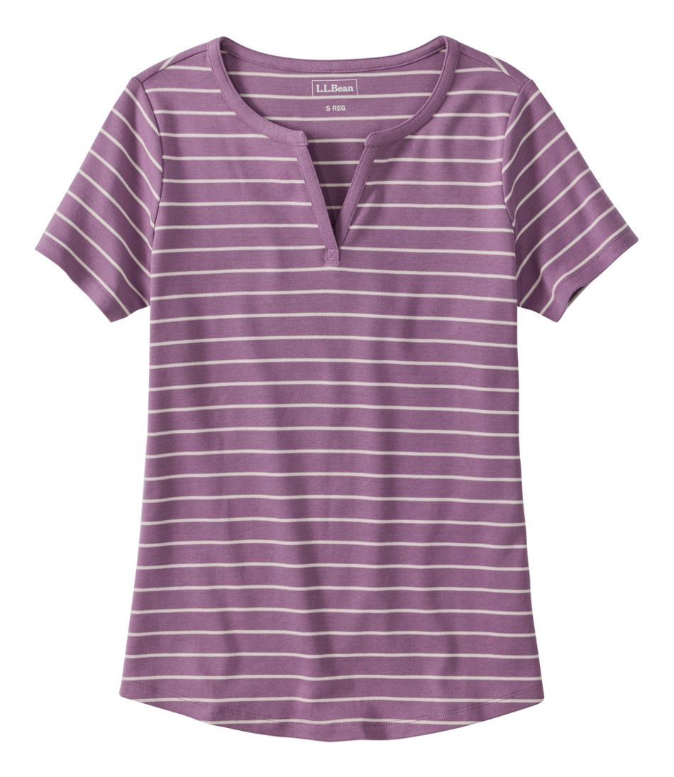 Women's L.L.Bean Tee, Short-Sleeve Notch-Neck Stripe - L.L.Bean Trending