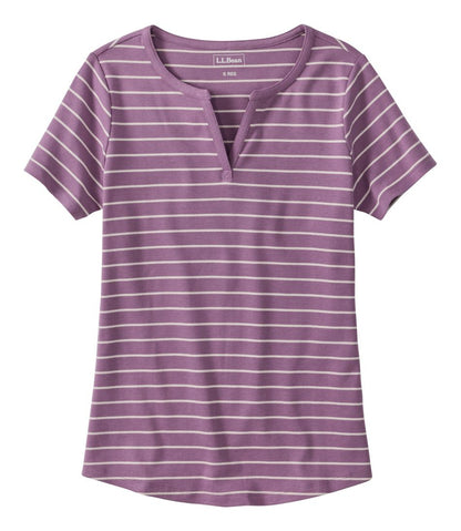 Women's L.L.Bean Tee, Short-Sleeve Notch-Neck Stripe - L.L.Bean Trending