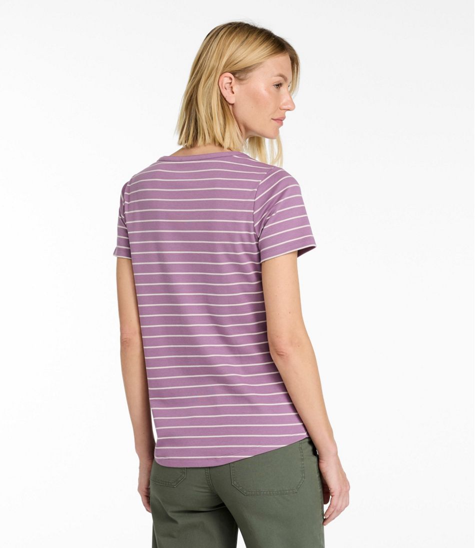 Women's L.L.Bean Tee, Short-Sleeve Notch-Neck Stripe - L.L.Bean Trending