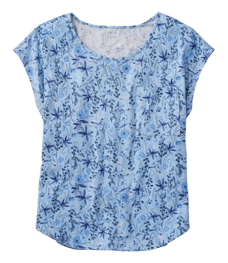 Women's Linen/Cotton Tee, Short-Sleeve Scoopneck Print - L.L.Bean Value