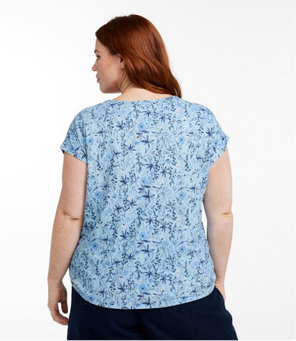 Women's Linen/Cotton Tee, Short-Sleeve Scoopneck Print - L.L.Bean Value