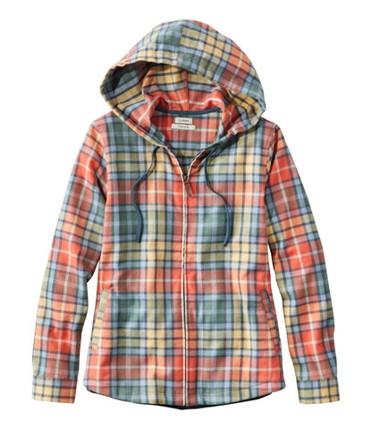 Women's Scotch Plaid Flannel Shirt, Relaxed Zip Hoodie - L.L.Bean New