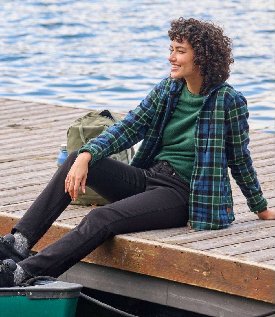 Women's Scotch Plaid Flannel Shirt, Relaxed Zip Hoodie - L.L.Bean New
