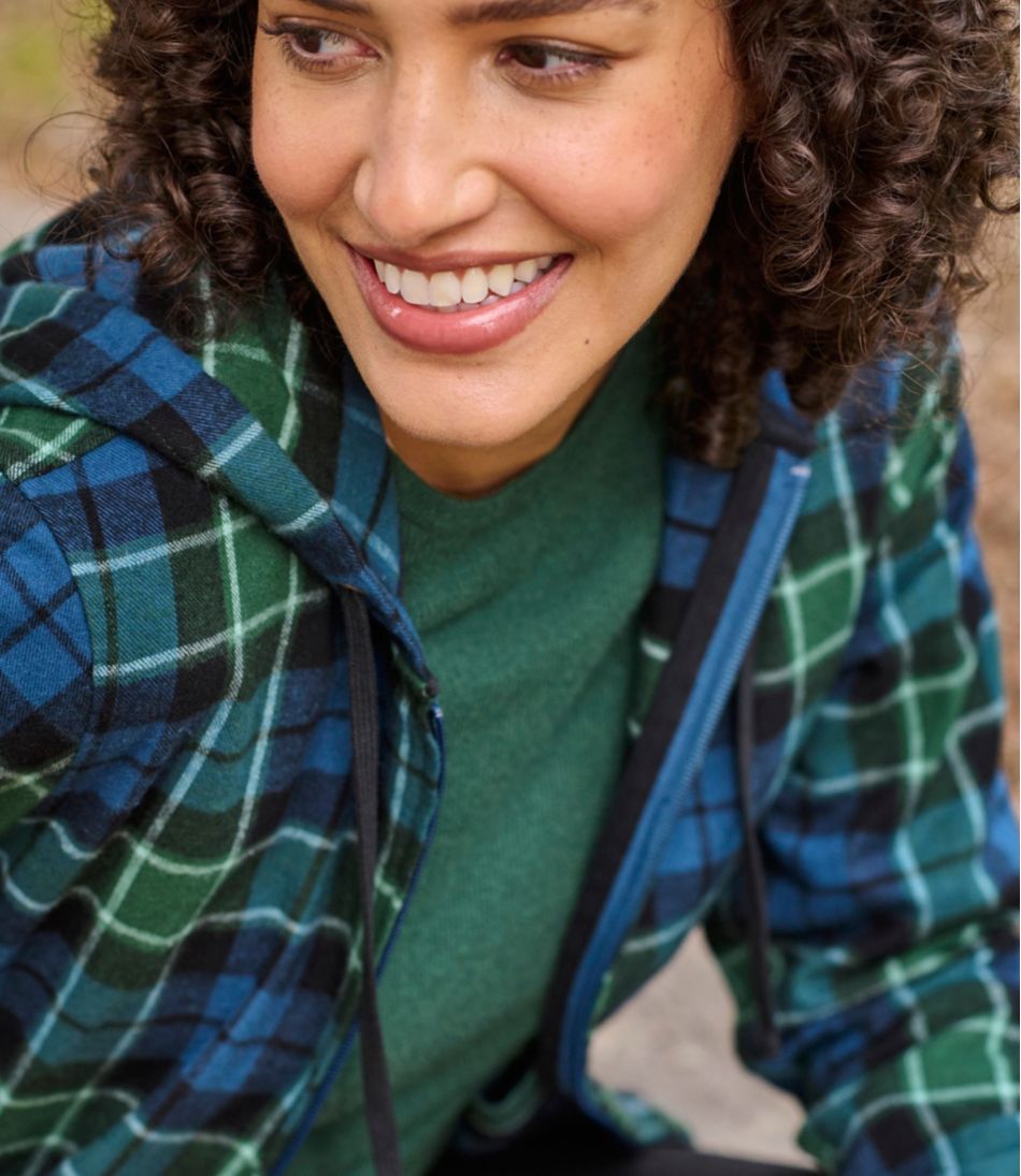 Women's Scotch Plaid Flannel Shirt, Relaxed Zip Hoodie - L.L.Bean New