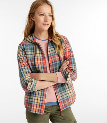 Women's Scotch Plaid Flannel Shirt, Relaxed Zip Hoodie - L.L.Bean New
