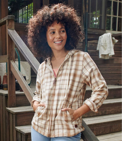 Women's Scotch Plaid Flannel Shirt, Relaxed Zip Hoodie - L.L.Bean New