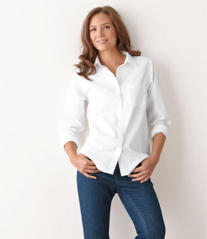 Women's Wrinkle-Free Pinpoint Oxford Shirt, Long-Sleeve Relaxed Fit - L.L.Bean Featured
