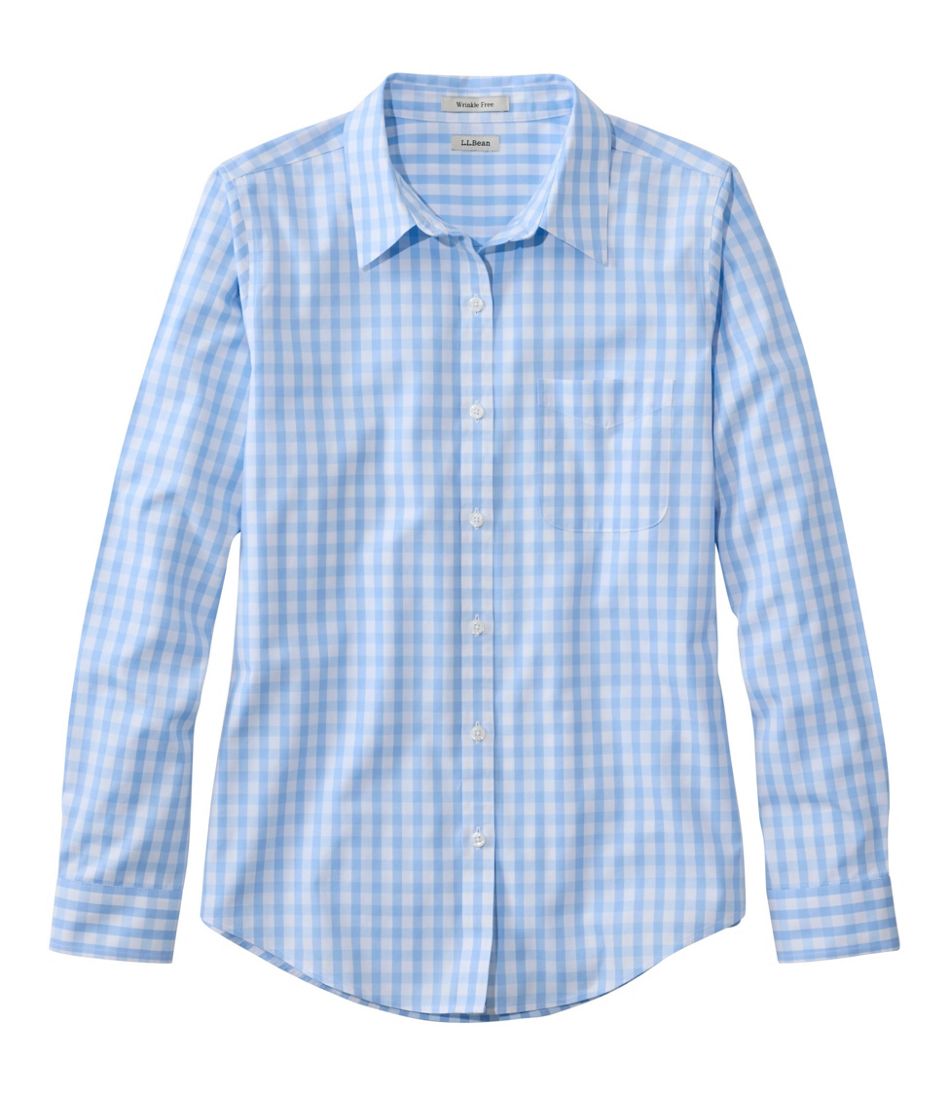Women's Wrinkle-Free Pinpoint Oxford Shirt, Long-Sleeve Relaxed Fit Plaid - L.L.Bean Everyday