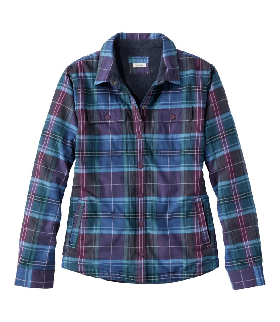 Women's Fleece-Lined Flannel Shirt, Snap-Front Plaid - L.L.Bean Great Value