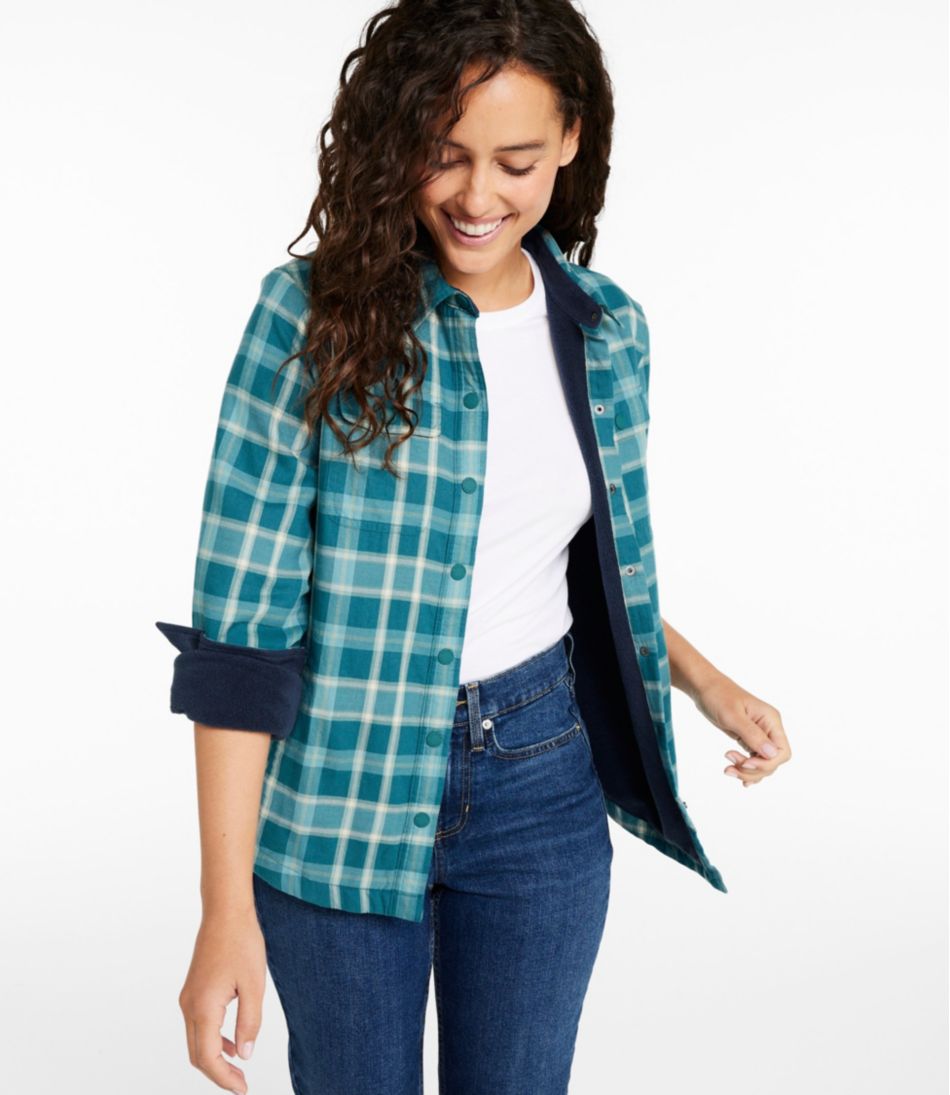 Women's Fleece-Lined Flannel Shirt, Snap-Front Plaid - L.L.Bean Great Value