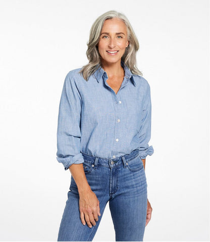 Women's Essential Cotton Shirt, Chambray Long Sleeve - L.L.Bean Top Pick