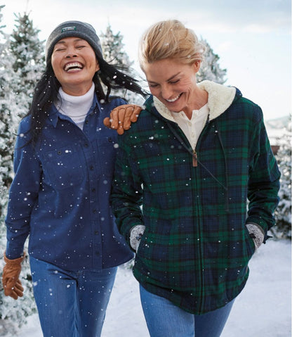 Women's Scotch Plaid Flannel Shirt, Sherpa-Lined Zip Hoodie - L.L.Bean Popular