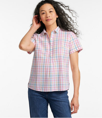 Women's Vacationland Seersucker Shirt, Short-Sleeve Popover Plaid - L.L.Bean Best Seller
