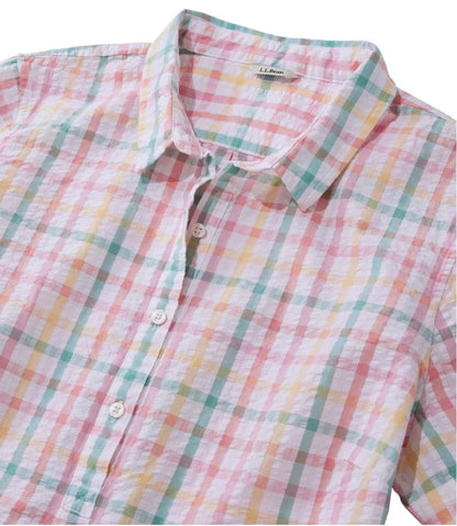 Women's Vacationland Seersucker Shirt, Short-Sleeve Popover Plaid - L.L.Bean Best Seller
