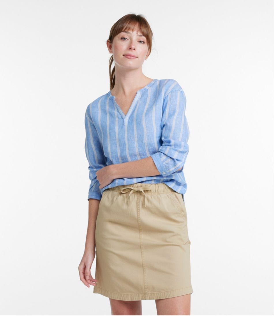 Women's Premium Washable Linen Shirt, Splitneck Stripe - L.L.Bean Everyday