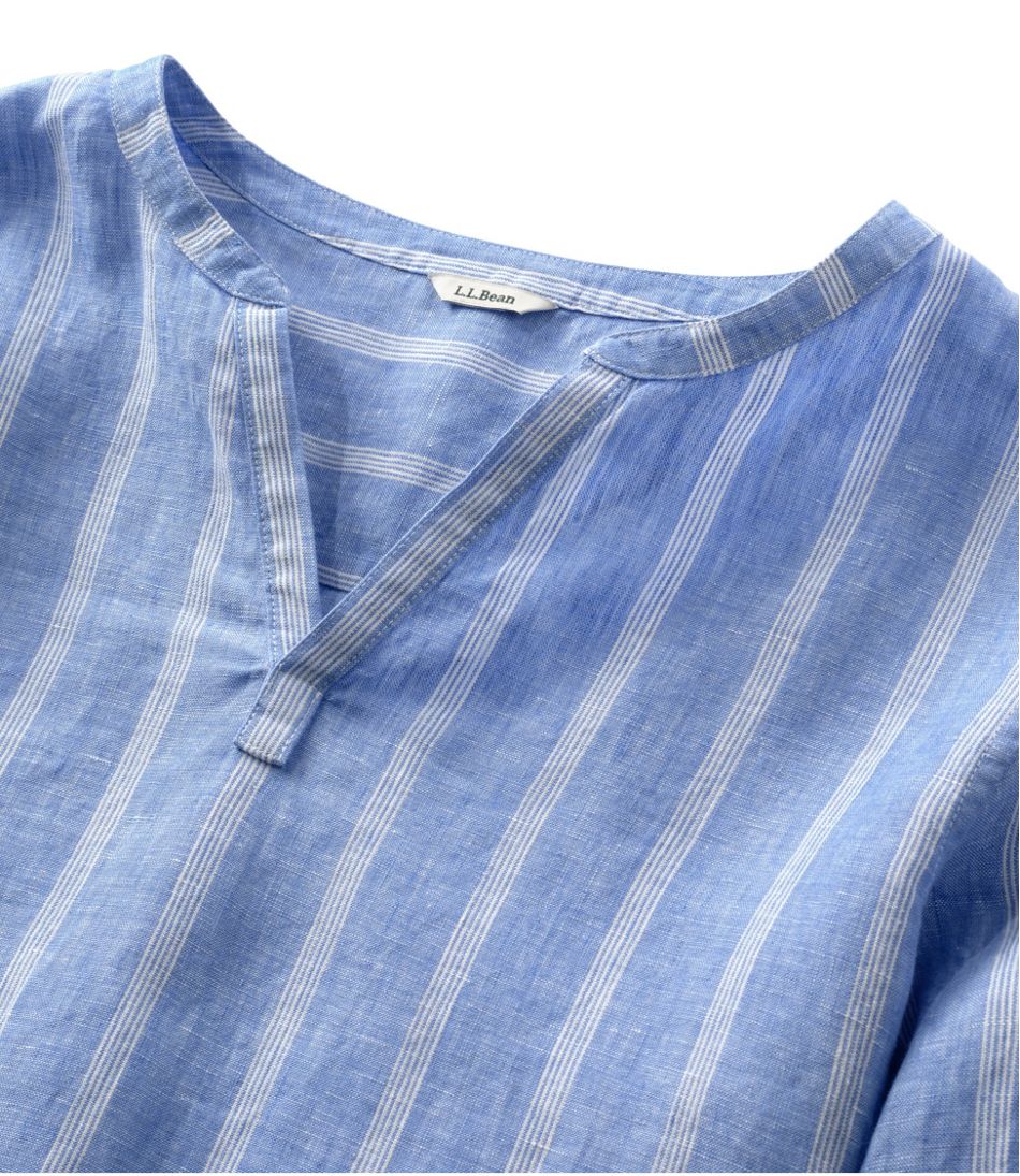 Women's Premium Washable Linen Shirt, Splitneck Stripe - L.L.Bean Everyday