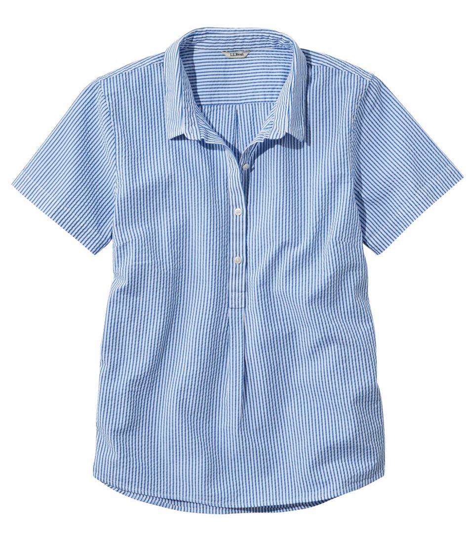 Women's Vacationland Seersucker Shirt, Short-Sleeve Popover Stripe - L.L.Bean Great Value