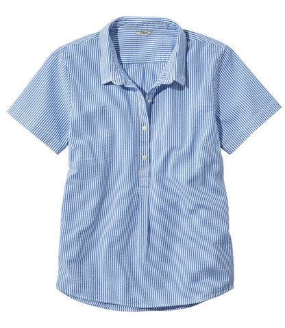 Women's Vacationland Seersucker Shirt, Short-Sleeve Popover Stripe - L.L.Bean Great Value
