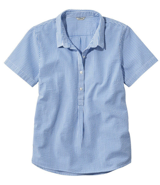 Women's Vacationland Seersucker Shirt, Short-Sleeve Popover Stripe - L.L.Bean Great Value