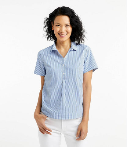 Women's Vacationland Seersucker Shirt, Short-Sleeve Popover Stripe - L.L.Bean Great Value
