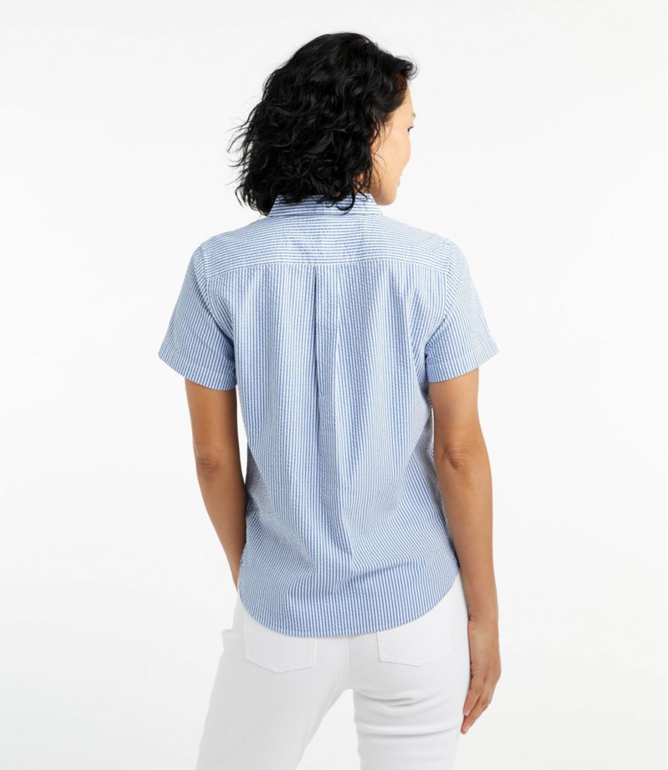 Women's Vacationland Seersucker Shirt, Short-Sleeve Popover Stripe - L.L.Bean Great Value