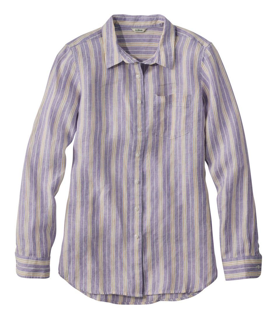 Women's Premium Washable Linen Shirt, Tunic Stripe - L.L.Bean Latest
