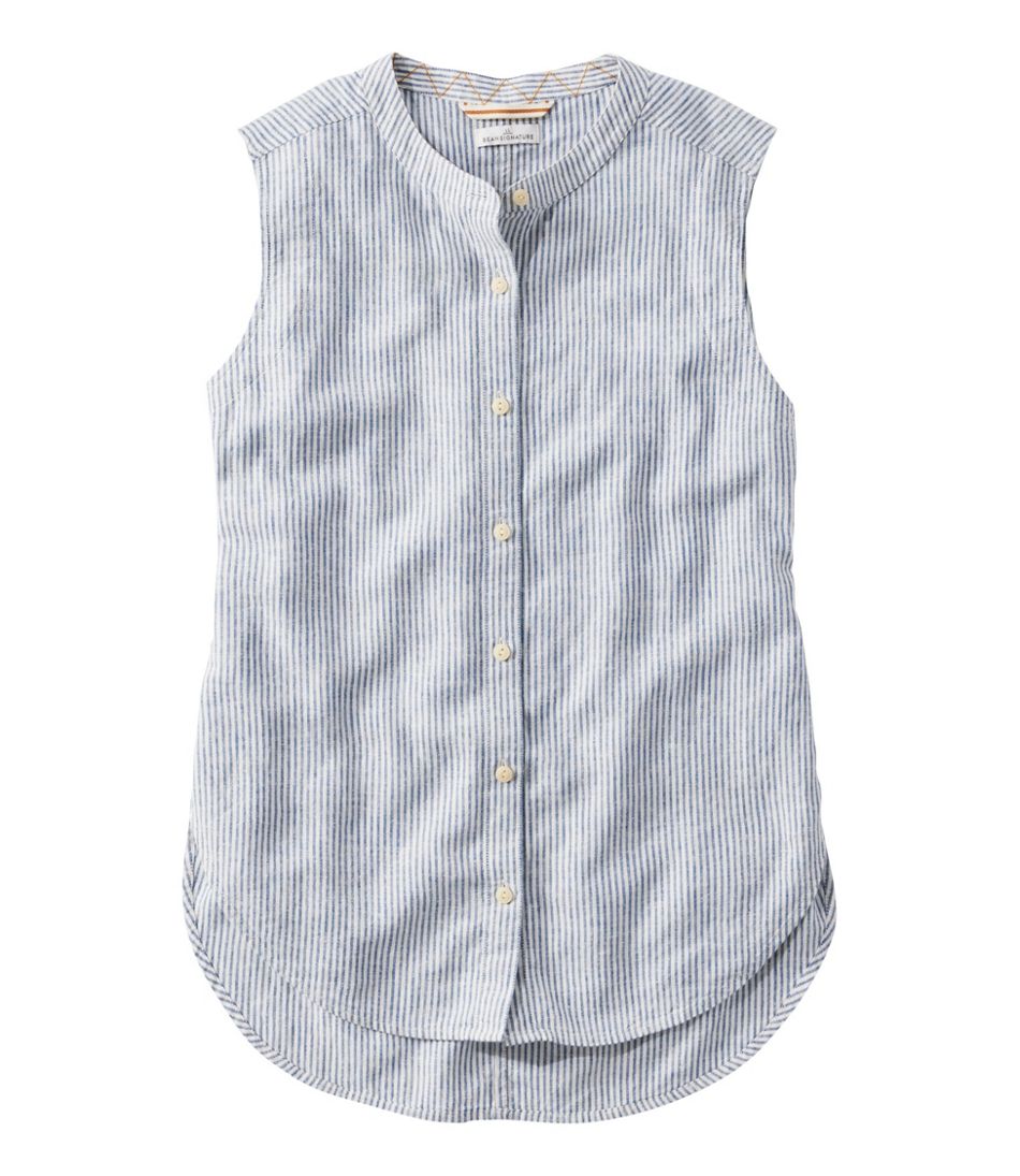 Women's Signature Linen-Blend Button-Front Shirt, Sleeveless - L.L.Bean Customer Favorite