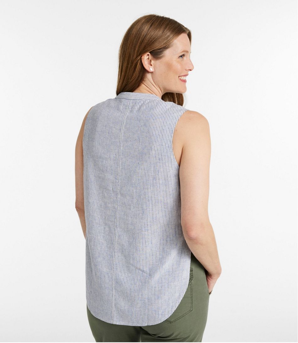 Women's Signature Linen-Blend Button-Front Shirt, Sleeveless - L.L.Bean Customer Favorite