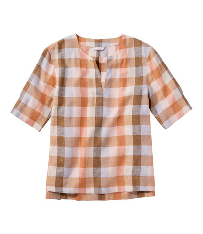 Women's Signature Linen-Blend Splitneck Shirt, Short-Sleeve - L.L.Bean New