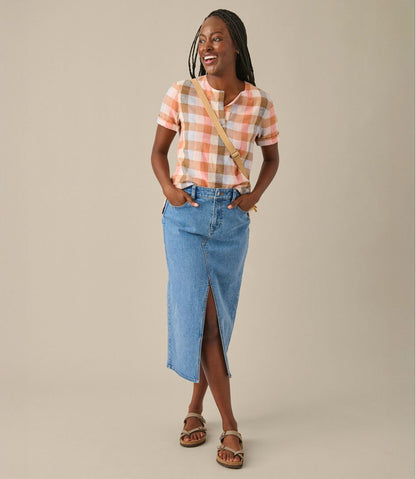 Women's Signature Linen-Blend Splitneck Shirt, Short-Sleeve - L.L.Bean New