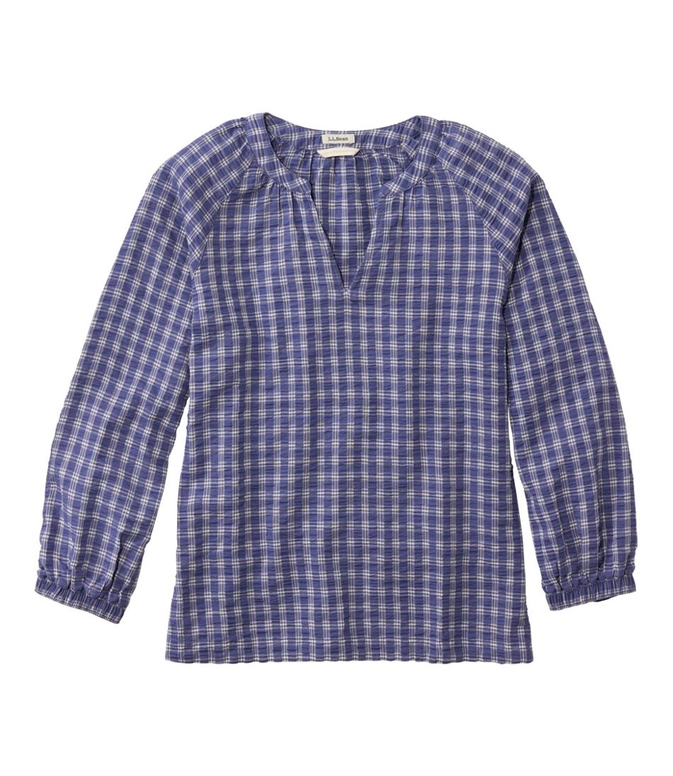 Women's Bean's Seacoast Seersucker Splitneck Shirt - L.L.Bean Premium