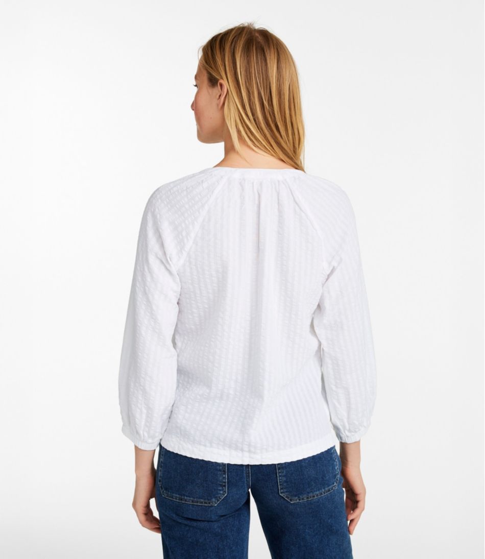 Women's Bean's Seacoast Seersucker Splitneck Shirt - L.L.Bean Premium