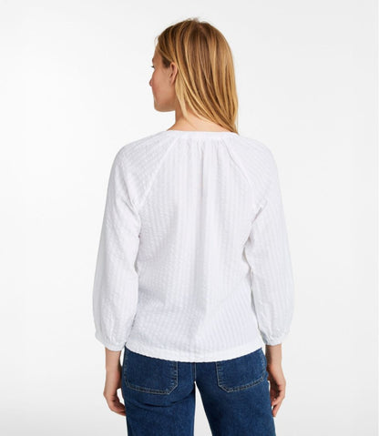Women's Bean's Seacoast Seersucker Splitneck Shirt - L.L.Bean Premium