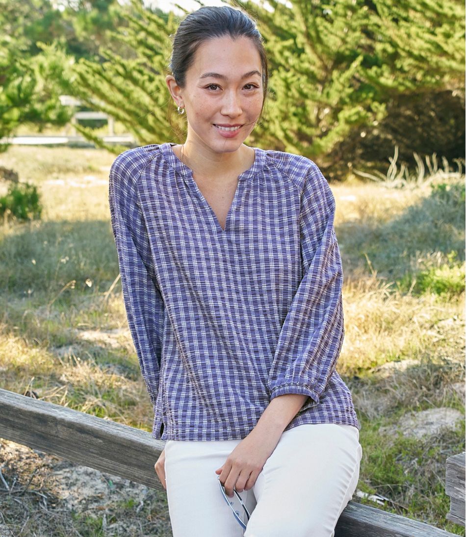 Women's Bean's Seacoast Seersucker Splitneck Shirt - L.L.Bean Premium