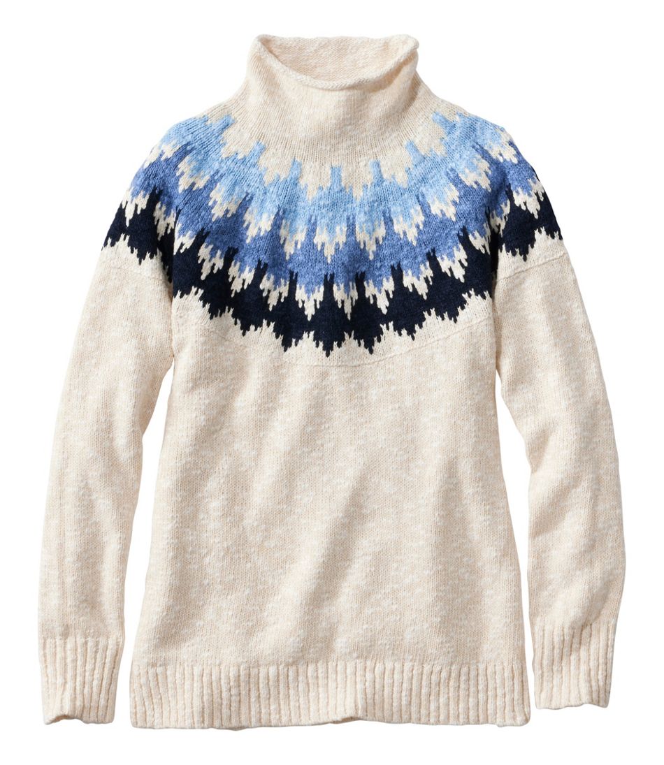 Women's Cotton Ragg Sweater, Funnelneck Pullover Fair Isle - L.L.Bean Best Seller