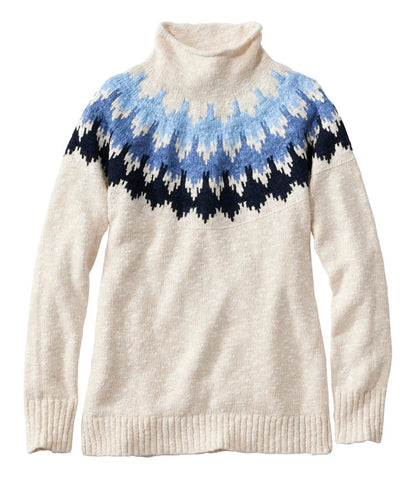 Women's Cotton Ragg Sweater, Funnelneck Pullover Fair Isle - L.L.Bean Best Seller