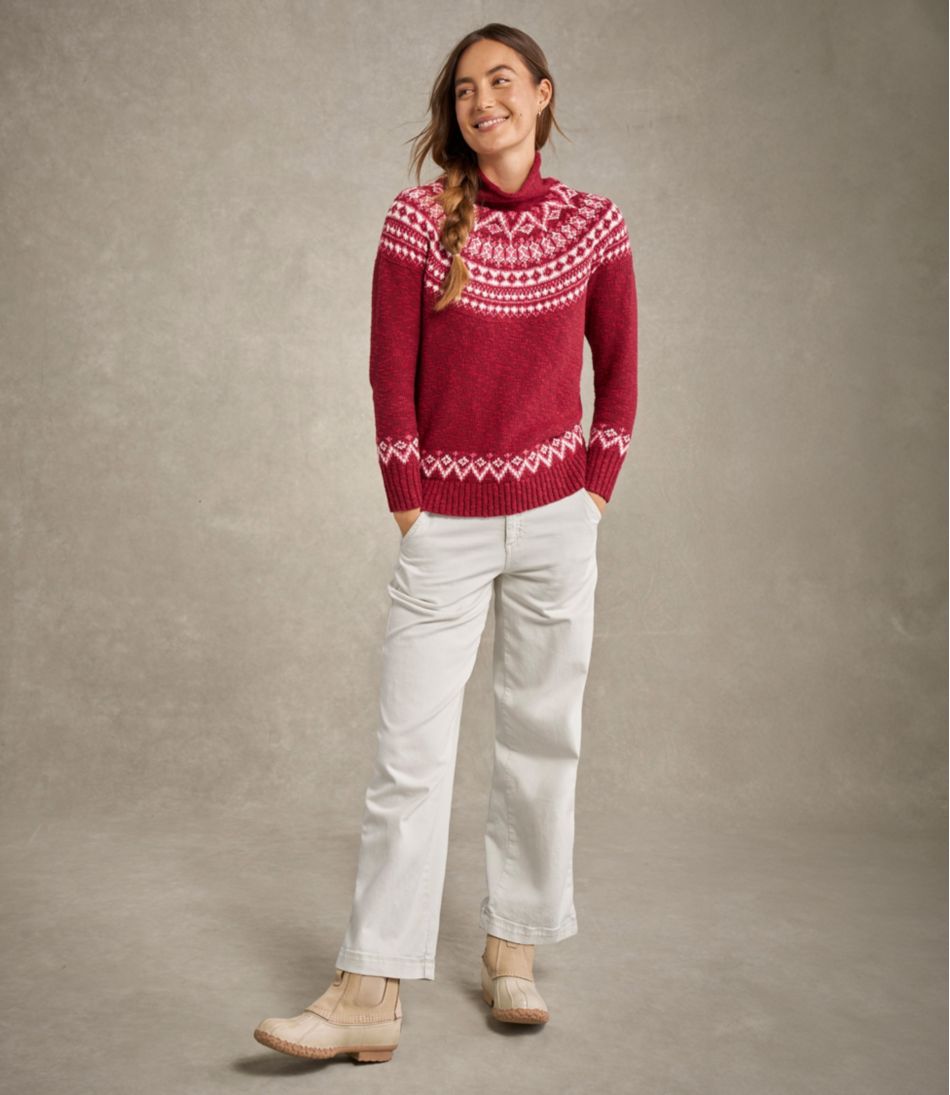 Women's Cotton Ragg Sweater, Funnelneck Pullover Fair Isle - L.L.Bean Best Seller