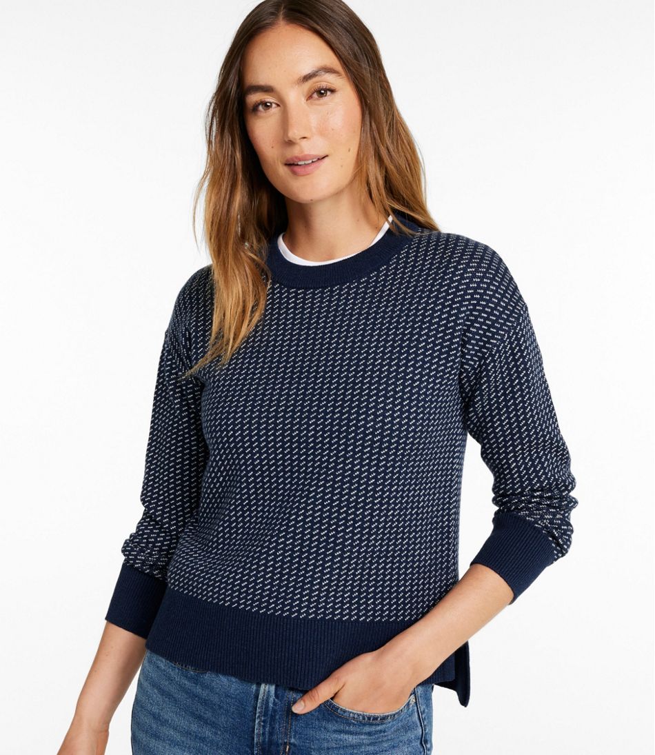 Women's Wicked Soft Cotton/Cashmere Crewneck Sweater, Pattern - L.L.Bean Trusted