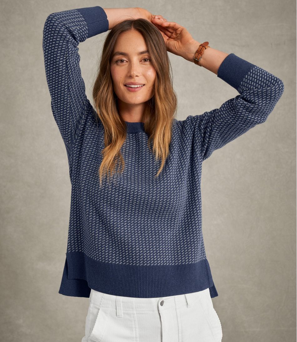 Women's Wicked Soft Cotton/Cashmere Crewneck Sweater, Pattern - L.L.Bean Trusted