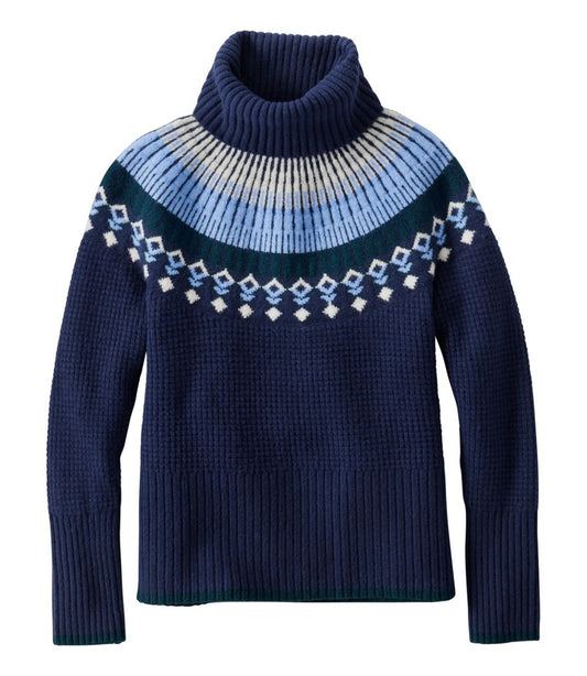 Women's SuperSoft Waffle Sweater, Turtleneck Fair Isle - L.L.Bean Best Seller