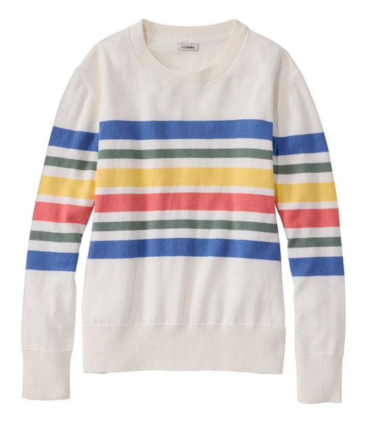 Women's Cotton/Cashmere Sweater, Crewneck Stripe - L.L.Bean Classic